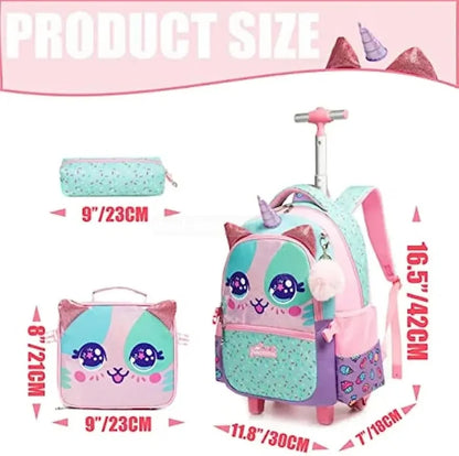 Unicorn Rolling Backpack - Pink