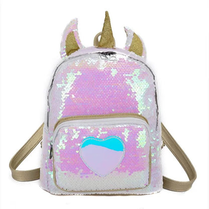 Unicorn Sequin School Backpack - Gold