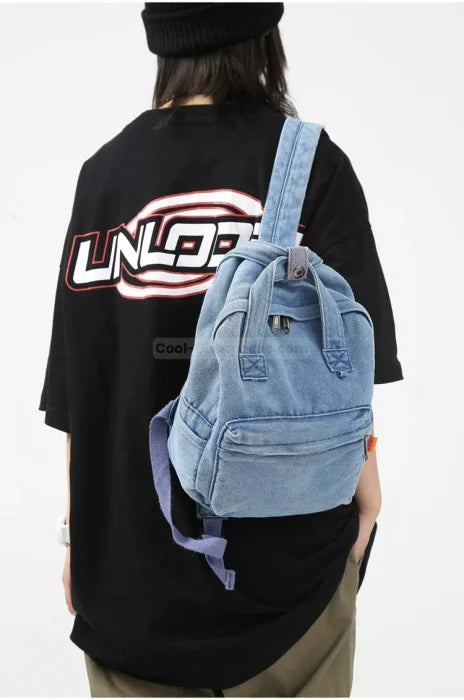 Washed Denim Backpack