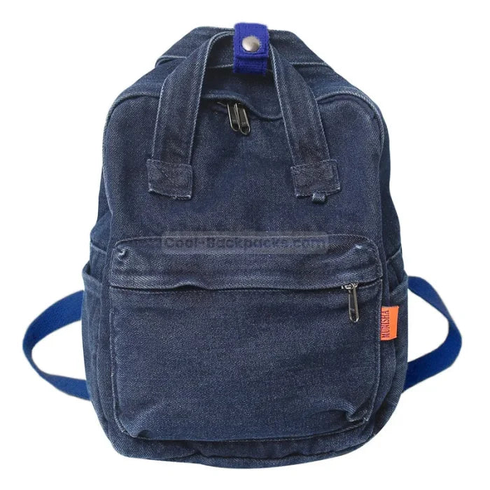 Washed Denim Backpack - Navy