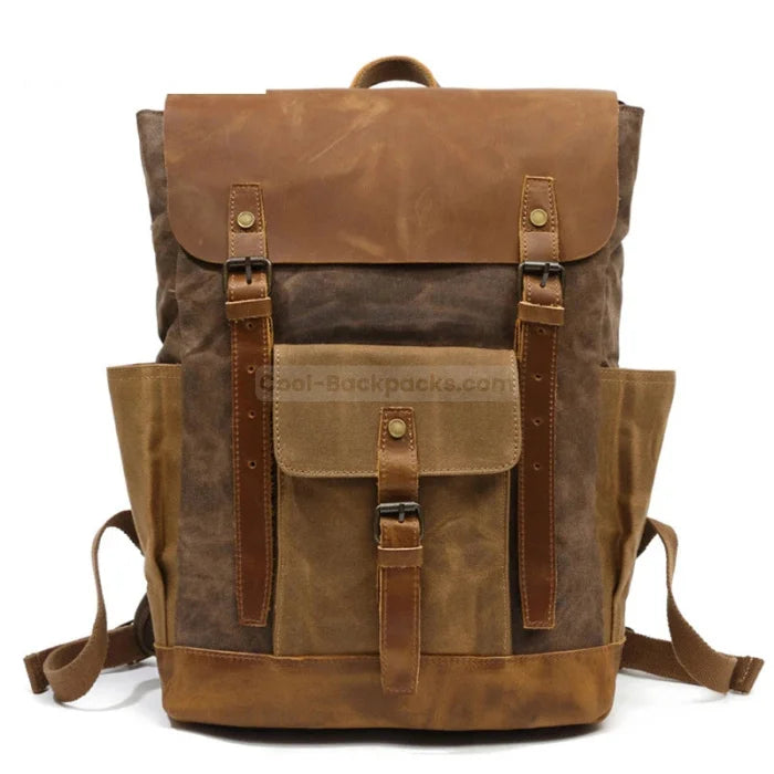 Waxed Cotton Rucksack - Brown