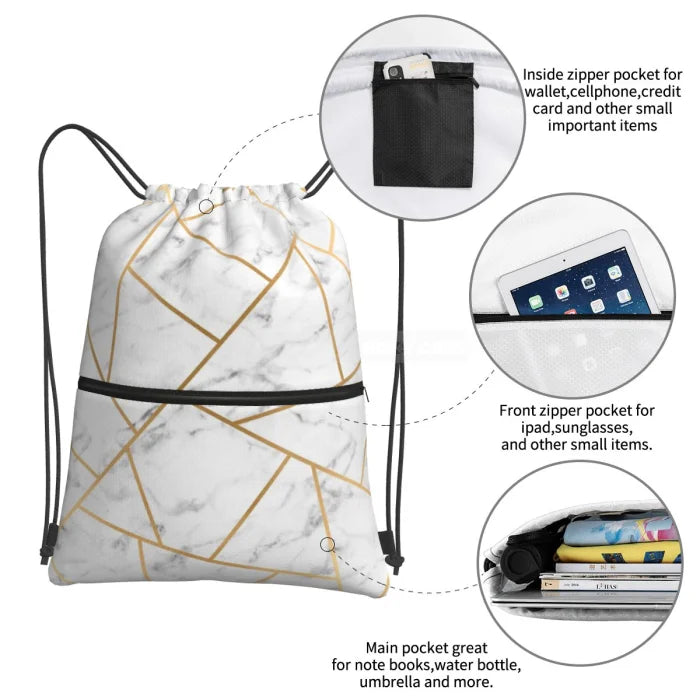 White Drawstring Backpack