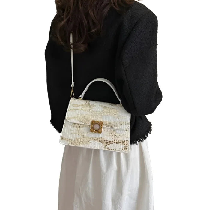 White Leather Messenger Bag - White