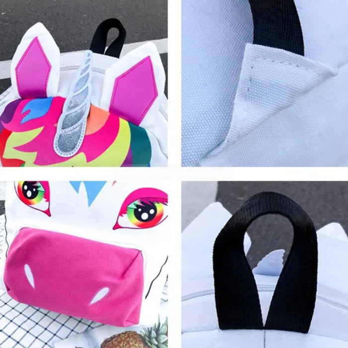 White Rainbow Unicorn Backpack - 28x11x40cm