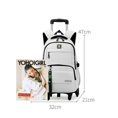 White Rolling Backpack - White