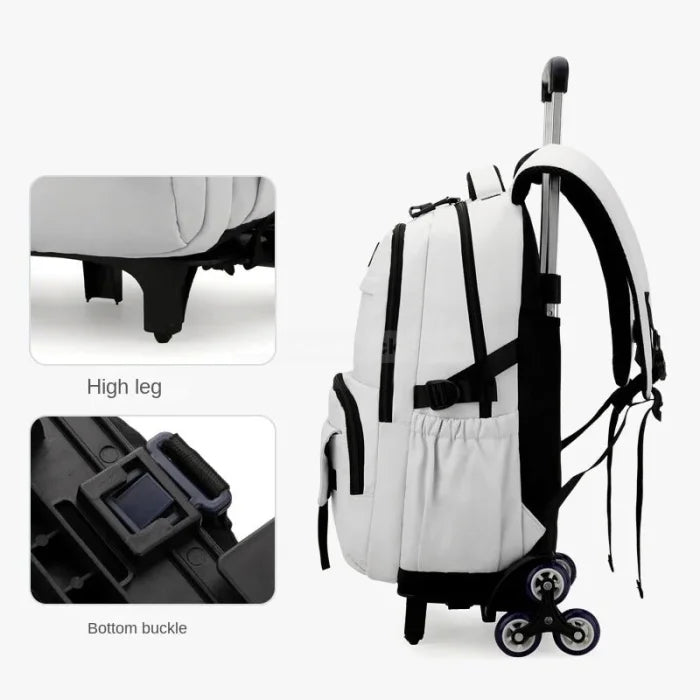 White Rolling Backpack - White