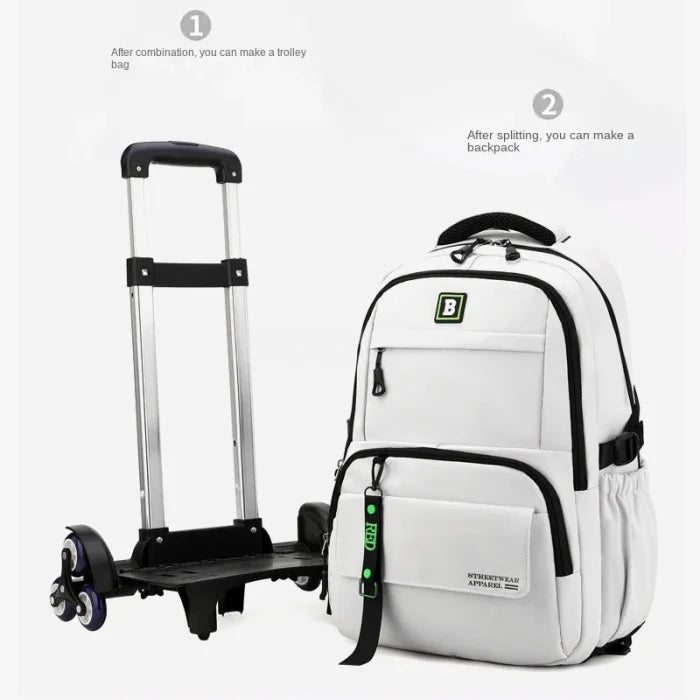 White Rolling Backpack - White