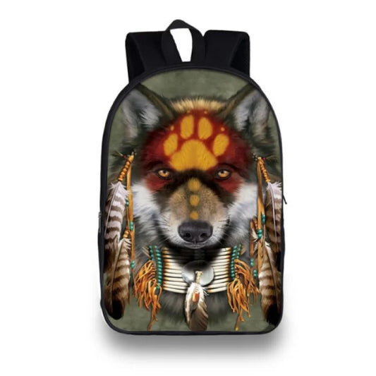 Wolf Print Backpack