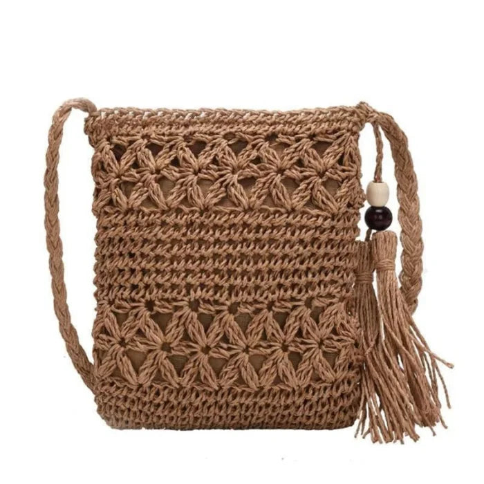 Woven Messenger Bag - Brown