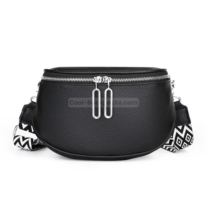 Zip Messenger Bag - Black